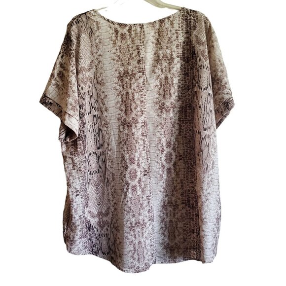 1. 4. 3 Story by Line Up Brown Reptile Print Blouse Capped Sleeves 3X - Picture 2 of 13